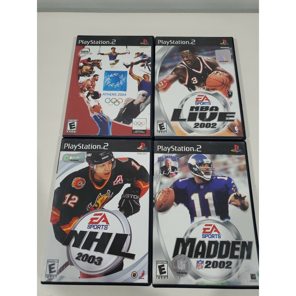 Lot of 4 Playstatio 2 PS2 Games NHL 2003 NBA Live 2002 Madden 2002 Athens 2004